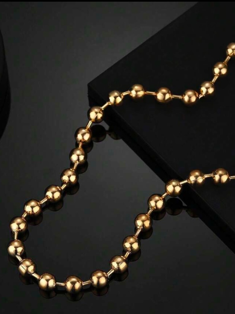 Stainless Steel Gold Beaded Necklace - Women Jewelry